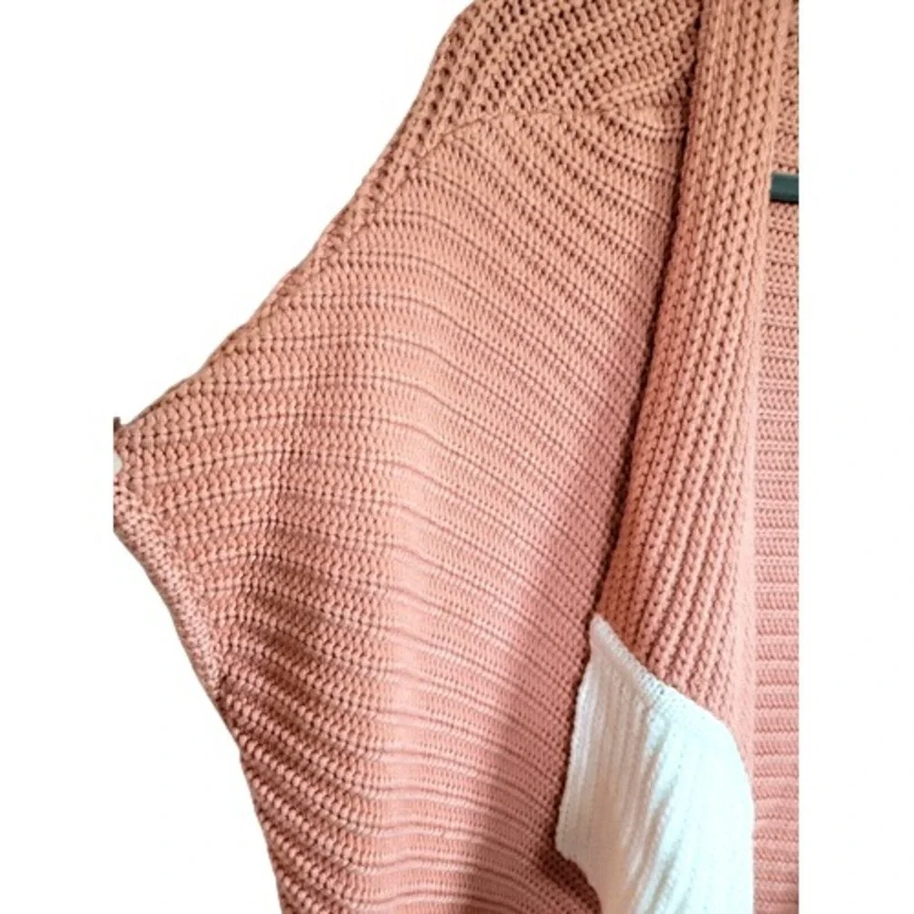 St John L Peach Pink Silk Blend Ribbed Knit Open Front‎ Cardigan Vest Large